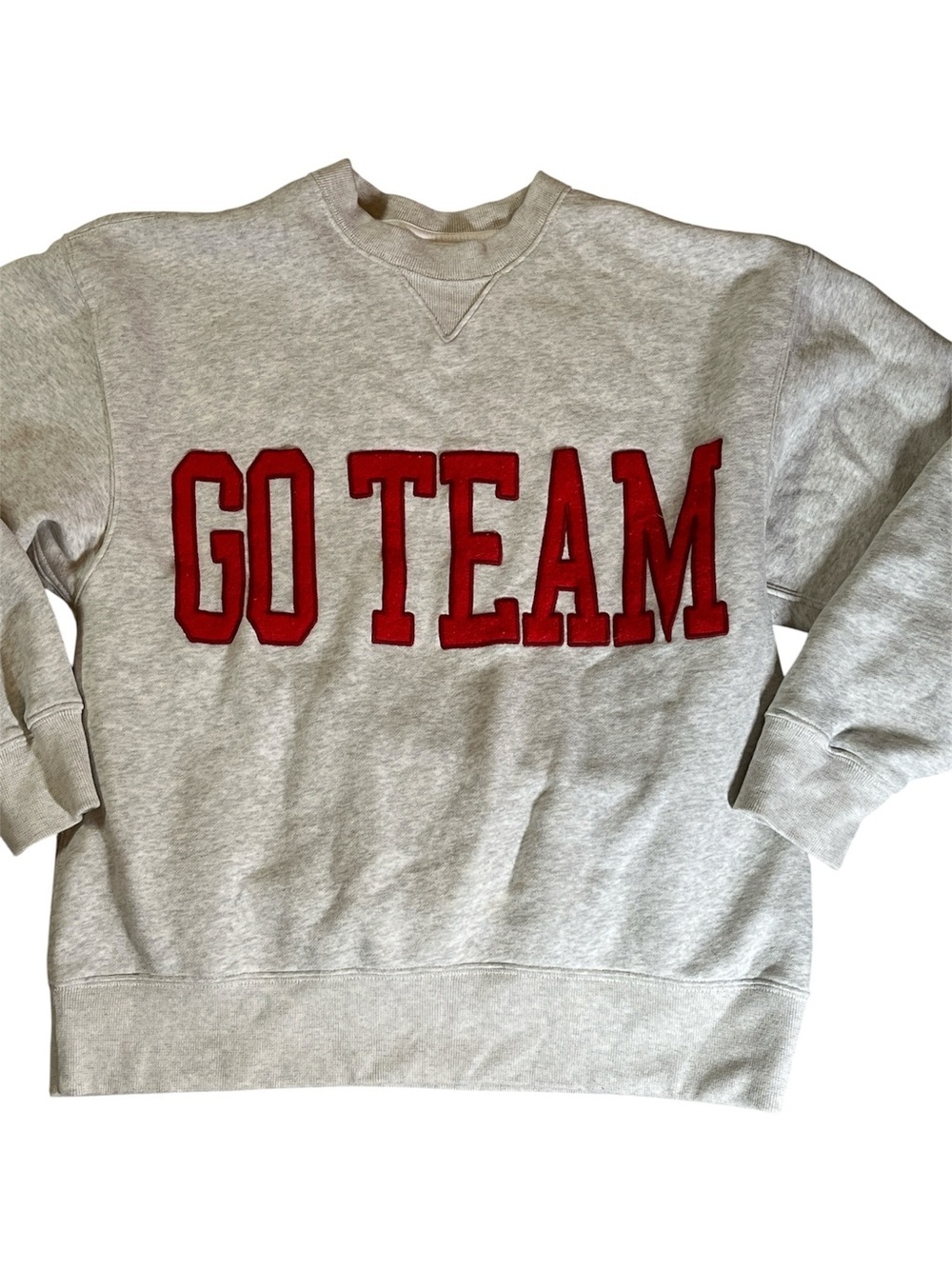Abercrombie & Fitch Gray Crewneck Sweatshirt 'GO TEAM'
Soft AF Collection
Small
